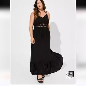 Torrid Elegant Black Lace Inset Maxi Dress Size 2